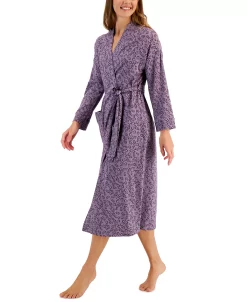 Charter Club Women's Brushed Knit Cotton Robe, Created For Macy's