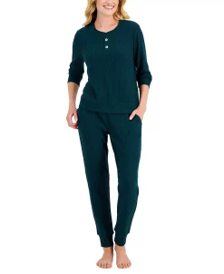 Alfani Thermal Henley Pajama Set, Created For Macy's -White Mark Shop 22130385 fpx