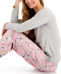 Charter Club V-Neck T-Shirt & Flannel Pants Pajama Set, Created For Macy's -White Mark Shop 22140010 fpx