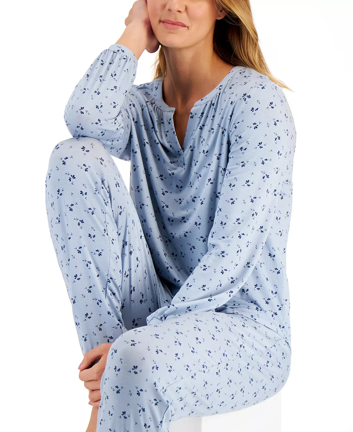 Charter Club Women's Modern Essentials Long Sleeve Pajama Set, Created For Macy's 3 Charter Club Women's Modern Essentials Long Sleeve Pajama Set, Created For Macy's - Image 3