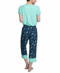 Hanes Women's Short Sleeve T-Shirt & Cropped Pants Pajama Set -White Mark Shop 22160263 fpx