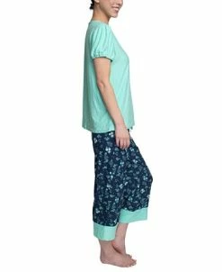 Hanes Women's Short Sleeve T-Shirt & Cropped Pants Pajama Set -White Mark Shop 22160264 fpx