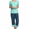Hanes Plus Size Short Sleeve T-Shirt & Cropped Pants Pajama Set