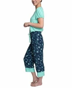 Hanes Plus Size Short Sleeve T-Shirt & Cropped Pants Pajama Set -White Mark Shop 22160350 fpx