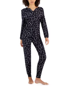 Charter Club Women's Modern Essentials Long Sleeve Pajama Set, Created For Macy's 13 Charter Club Women's Modern Essentials Long Sleeve Pajama Set, Created For Macy's -White Mark Shop 22170531 fpx