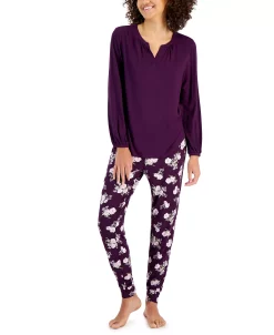 Charter Club Women's Modern Essentials Long Sleeve Pajama Set, Created For Macy's 15 Charter Club Women's Modern Essentials Long Sleeve Pajama Set, Created For Macy's -White Mark Shop 22170533 fpx