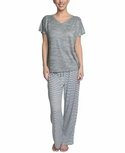 Hanes Plus Size Relaxed Butter-Knit Short Sleeve Pajama Set