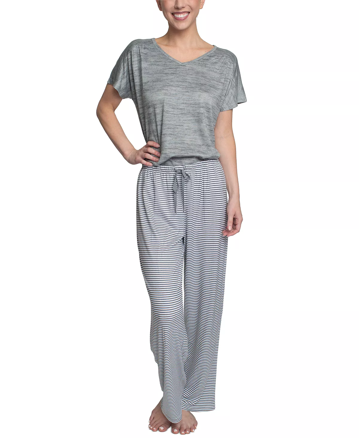 Hanes Plus Size Relaxed Butter-Knit Short Sleeve Pajama Set 9 Hanes Plus Size Relaxed Butter-Knit Short Sleeve Pajama Set - Image 9