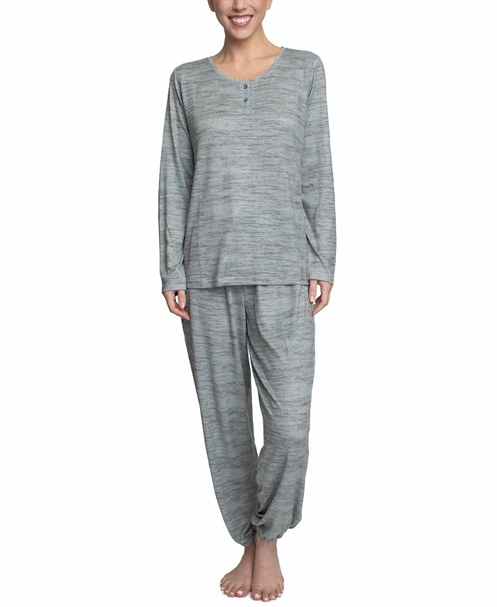 Hanes Plus Size Relaxed Butter-Knit Henley Pajama Set 4 Hanes Plus Size Relaxed Butter-Knit Henley Pajama Set - Image 4