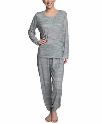 Hanes Plus Size Relaxed Butter-Knit Henley Pajama Set 7 Hanes Plus Size Relaxed Butter-Knit Henley Pajama Set - Image 7