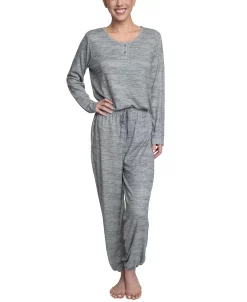 Hanes Plus Size Relaxed Butter-Knit Henley Pajama Set 18 Hanes Plus Size Relaxed Butter-Knit Henley Pajama Set -White Mark Shop 22171328 fpx