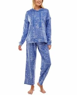 Roudelain Women's Cozy Luxe Bandana-Print Hoodie & Pajama Pants Set