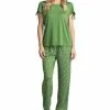 Muk Luks Women's Tie-Cuff Split-Sleeve Top & Open-Leg Pajama Pants Set