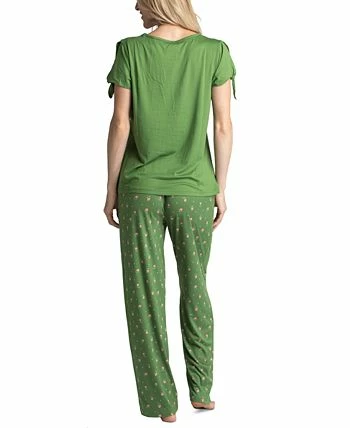 Muk Luks Women's Tie-Cuff Split-Sleeve Top & Open-Leg Pajama Pants Set 2 Muk Luks Women's Tie-Cuff Split-Sleeve Top & Open-Leg Pajama Pants Set - Image 2