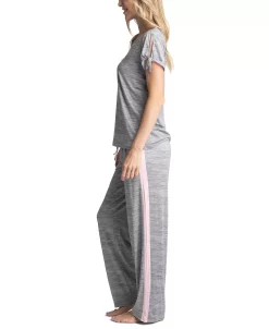Muk Luks Women's Tie-Cuff Split-Sleeve Top & Open-Leg Pajama Pants Set 10 Muk Luks Women's Tie-Cuff Split-Sleeve Top & Open-Leg Pajama Pants Set -White Mark Shop 22224070 fpx