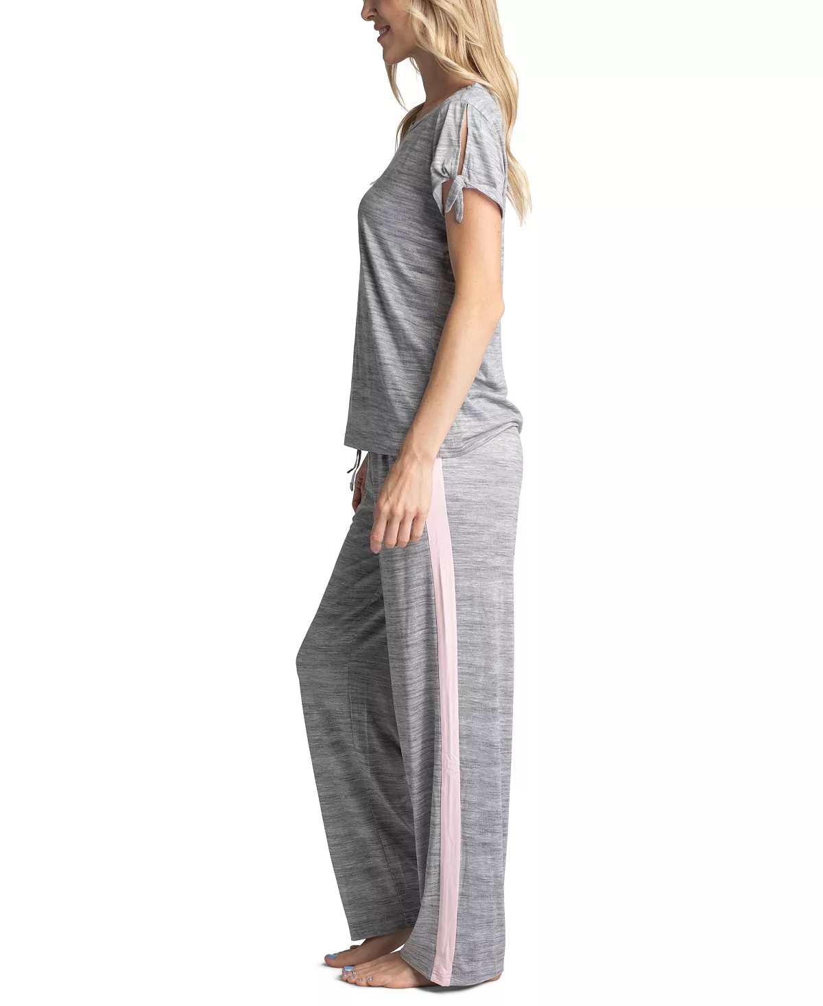 Muk Luks Women's Tie-Cuff Split-Sleeve Top & Open-Leg Pajama Pants Set 4 Muk Luks Women's Tie-Cuff Split-Sleeve Top & Open-Leg Pajama Pants Set - Image 4