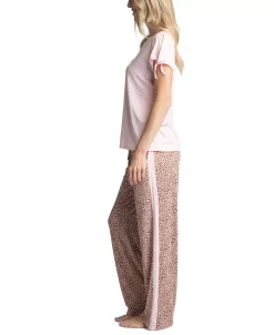 Muk Luks Women's Tie-Cuff Split-Sleeve Top & Open-Leg Pajama Pants Set 13 Muk Luks Women's Tie-Cuff Split-Sleeve Top & Open-Leg Pajama Pants Set -White Mark Shop 22224078 fpx