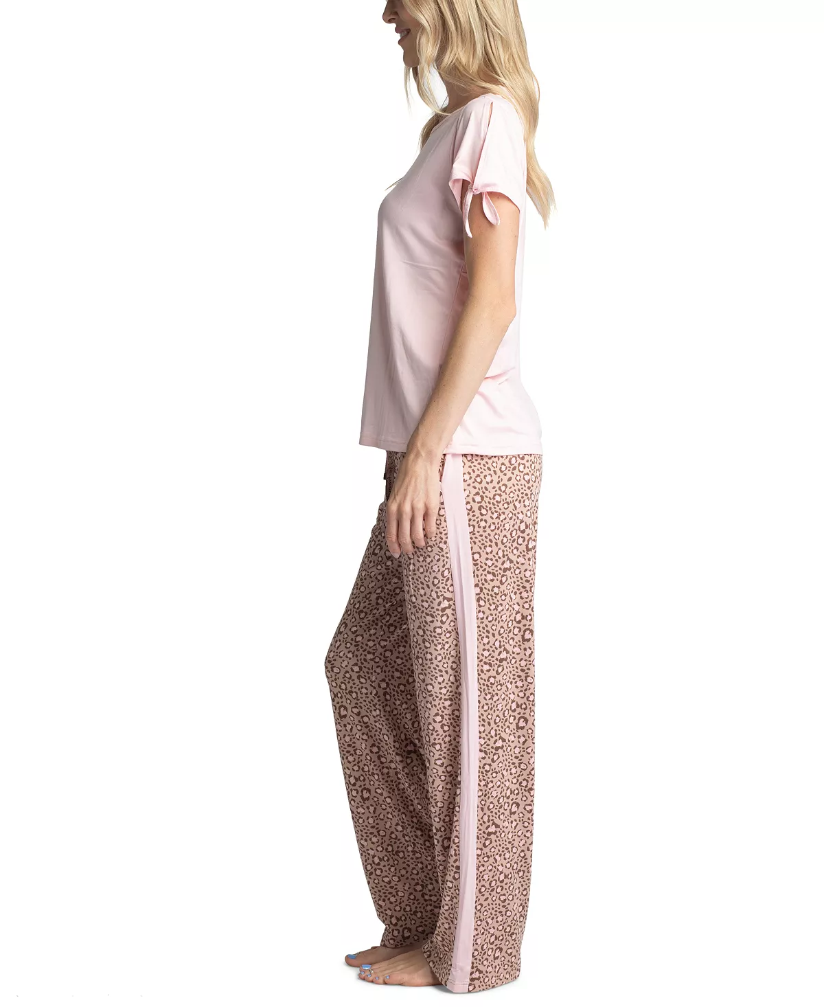 Muk Luks Women's Tie-Cuff Split-Sleeve Top & Open-Leg Pajama Pants Set 7 Muk Luks Women's Tie-Cuff Split-Sleeve Top & Open-Leg Pajama Pants Set - Image 7