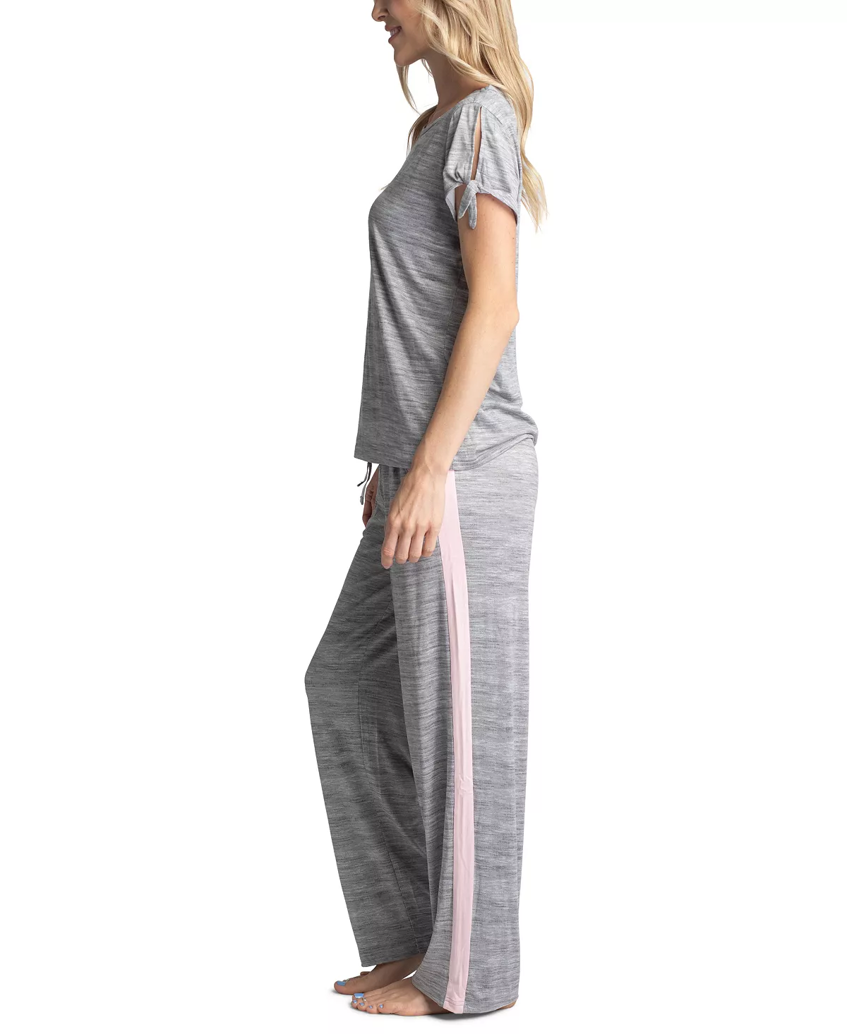Muk Luks Plus Size Tie-Cuff Split-Sleeve Top & Open-Leg Pajama Pants Set 3 Muk Luks Plus Size Tie-Cuff Split-Sleeve Top & Open-Leg Pajama Pants Set - Image 3