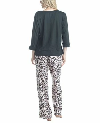 Muk Luks Women's 3/4 Sleeve Top & Boot-Cut Pajama Pants Set 2 Muk Luks Women's 3/4 Sleeve Top & Boot-Cut Pajama Pants Set - Image 2