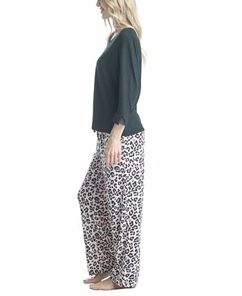 Muk Luks Women's 3/4 Sleeve Top & Boot-Cut Pajama Pants Set 3 Muk Luks Women's 3/4 Sleeve Top & Boot-Cut Pajama Pants Set - Image 3