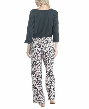 Muk Luks Women's 3/4 Sleeve Top & Boot-Cut Pajama Pants Set 5 Muk Luks Women's 3/4 Sleeve Top & Boot-Cut Pajama Pants Set - Image 5