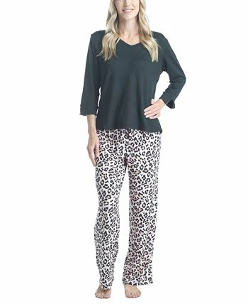 Muk Luks Women's 3/4 Sleeve Top & Boot-Cut Pajama Pants Set 7 Muk Luks Women's 3/4 Sleeve Top & Boot-Cut Pajama Pants Set - Image 7
