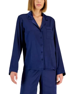 INC International Concepts Satin Notch Collar Pajama Set, Created For Macy's -White Mark Shop 22255176 fpx