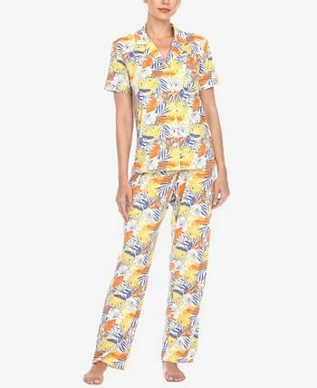 White Mark Omen's 2 Piece Tropical Print Pajama Set 3 White Mark Omen's 2 Piece Tropical Print Pajama Set - Image 3