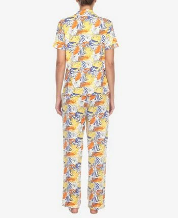 White Mark Omen's 2 Piece Tropical Print Pajama Set 2 White Mark Omen's 2 Piece Tropical Print Pajama Set - Image 2