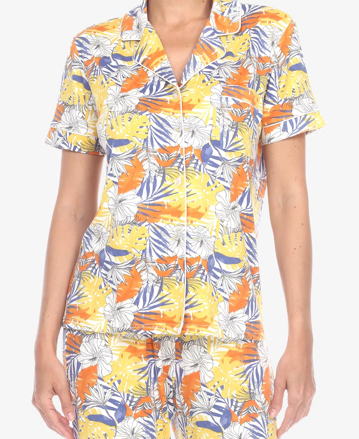 White Mark Omen's 2 Piece Tropical Print Pajama Set 5 White Mark Omen's 2 Piece Tropical Print Pajama Set - Image 5