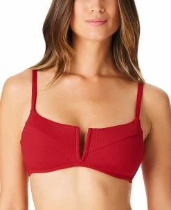 Bar III Women's Ribbed Notch-Front Bikini Top, Created For Macy's