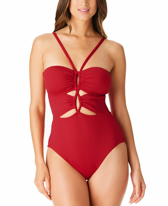 Bar III Women's Ribbed Front-Cutout Swimsuit, Created For Macy's 1 Bar III Women's Ribbed Front-Cutout Swimsuit, Created For Macy's