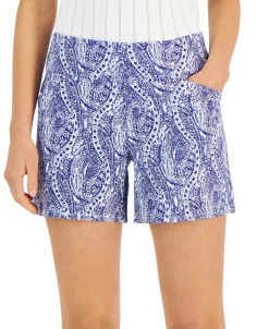 INC International Concepts Women's Printed Mid-Rise Pull-On Shorts, Created For Macy's 6 INC International Concepts Women's Printed Mid-Rise Pull-On Shorts, Created For Macy's -White Mark Shop 22360004 fpx