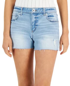 INC International Concepts Women's High-Rise Raw Hem Jean Shorts, Created For Macy's -White Mark Shop 22372069 fpx