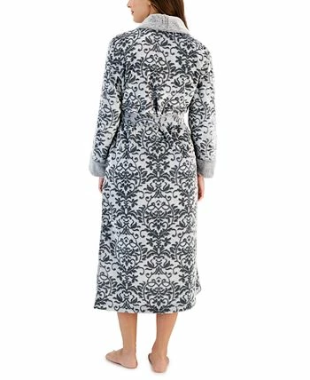 Charter Club Women's Plush Long Floral Scroll Wrap Robe, Created For Macy's 2 Charter Club Women's Plush Long Floral Scroll Wrap Robe, Created For Macy's - Image 2
