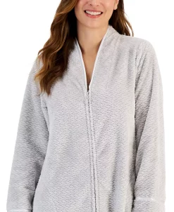 Charter Club Woman's Plush Zig Zag Zipper Robe, Created For Macy's -White Mark Shop 22394102 fpx