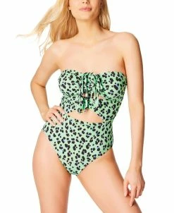 Jessica Simpson Wild Thing Ruched Keyhole Front One Piece Swimsuit