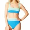 Jessica Simpson Uth Of Border Bandeau & High Waisted Swim Bottoms