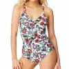 Jessica Simpson Forget Me Not Ruched Front Tankini Swim Top & Swim Bottoms