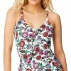 Jessica Simpson Forget Me Not Ruched Front Tankini Swim Top