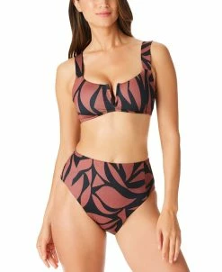 Sanctuary Abstract Animal V-Wire Swim Top & High Waist Swim Bottoms