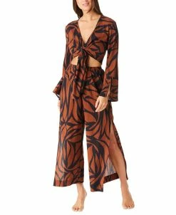 Sanctuary Women's Animal-Print Cotton Cover-Up Top & Pants
