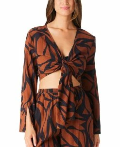 Sanctuary Women's Animal-Print Cotton Cover-Up Top