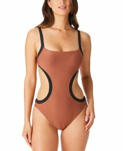Sanctuary Women's Snakeskin-Print Cut-Out Monokini