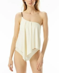 Michael Kors Logo-Chain One-Shoulder Tankini Top & Matching Bottoms