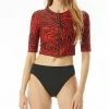 Michael Kors Women's Zip-Front Cropped Rashguard & Swim Bottoms
