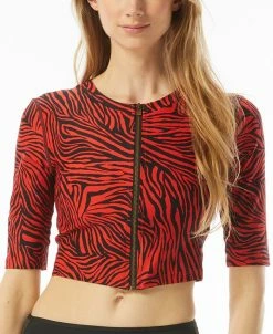 Michael Kors Women's Zip-Front Cropped Rash Guard
