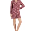 Alfani Women's Printed Point-Collar Chemise Nightgown, Created For Macy's