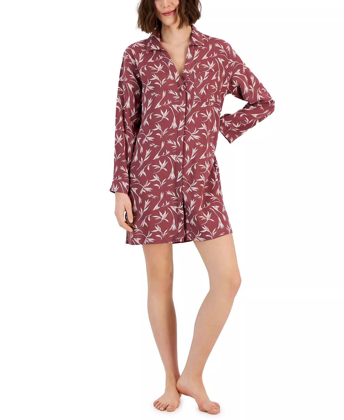 Alfani Women's Printed Point-Collar Chemise Nightgown, Created For Macy's 1 Alfani Women's Printed Point-Collar Chemise Nightgown, Created For Macy's